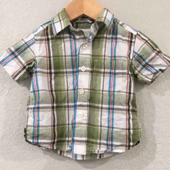 The Children’s Place Baby Boy‎ Plaid Striped Button Shirt 100% Cotton - Picture 1 of 7